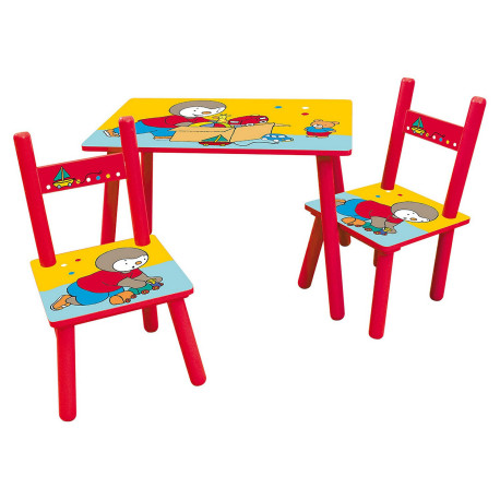 T'CHOUPI TABLE RECTANGULAIRE H.41,5XL.61XP.42 CM + 2 CHAISES H.49,5XL.31XP.31,5CM POUR ENFANT