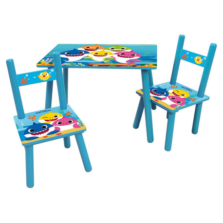 BABY SHARK TABLE RECTANGULAIRE H.41,5XL.61XP.42 CM + 2 CHAISES H.49,5XL.31XP.31,5CM POUR ENFANT