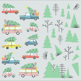 Stickers voitures retro de Noël