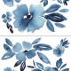 Stickers muraux géant fleurs bleues