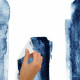 Sticker Mural Tracés Bleu en Aquarelle 