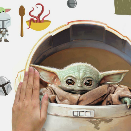 Stickers Mandalorian et bébé Yoda- Star Wars  Découvrez les stickers et et  décalcos pour enfant sur Déco de Héros