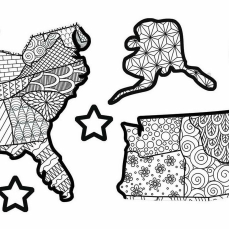 Stickers carte des états unis à colorier
