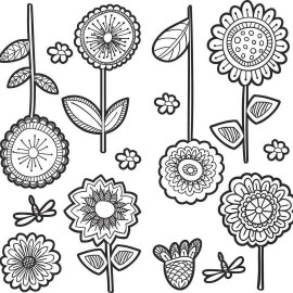 Stickers floraux à colorier