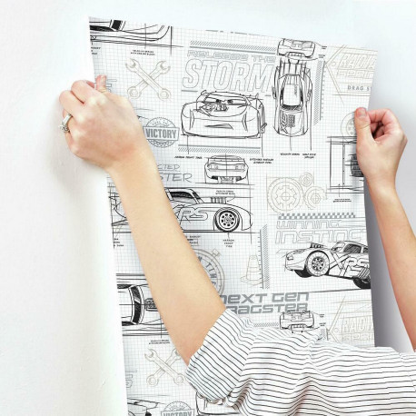 Papier Peint auto-adhésif - Disney Cars Gris - 52 x 1006 cm