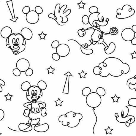 Rouleau de papier peint auto-adhésif - Disney Mickey - Noir et Blanc - 45,7 cm x 575 cm