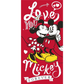 serviette de plage - Mickey et Minnie - love you forever - 70 cm x 140 cm