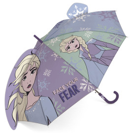 Parapluie en polyester de DISNEY-La Reine des Neiges II en 3D, 8 panneaux, diamètre 86cm, ouverture manuelle