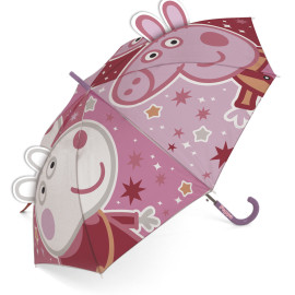 Parapluie en polyester de EONE-Peppa Pig en 3D, 8 panneaux, diamètre 86cm, ouverture manuelle