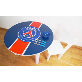 Table basse Ronde PSG Paris Saint Germain Princes Hauteur 58 cm, diamètre plateau 80 cm et épaisseur 22 mm