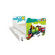 Lit pour enfant modèle train vert avec tiroir de rangement et Matelas - couchage 70 x140 cm