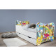 Lit pour enfant modèle princesses avec tiroir de rangement et Matelas - couchage 70 x140 cm