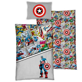Parure de lit réversible Marvel Avengers Captain America - 140 cm x 200 cm