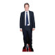 Figurine en carton taille réelle Hugh Grant en costume noir et cravate bleue 181cm