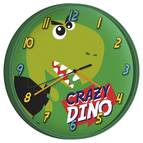 Horloge murale - dinosaure crazy dino - vert - 25 cm 
