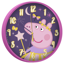 Horloge murale - Peppa pig nuit étoilé - rose - 25 cm 