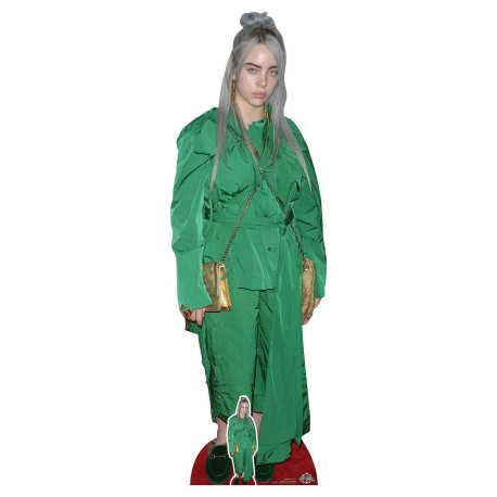 Figurine en carton B Eilish Costume vert et Sac Doré - Haut 161 cm