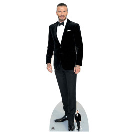 Figurine en carton David Beckham Costume noir élégant et nœud papillon - Haut 186 cm