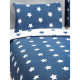 Parure de lit réversible Et Taie D'oreiller Etoiles Bleu Marine et Blanc - 135 cm x 200 cm