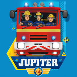 Tableau Sam le pompier dans un camion - Jupiter - 35 cm x 35 cm