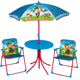 Set de jardin Pat'Patrouille 2 table parasol et 2 chaises pliantes