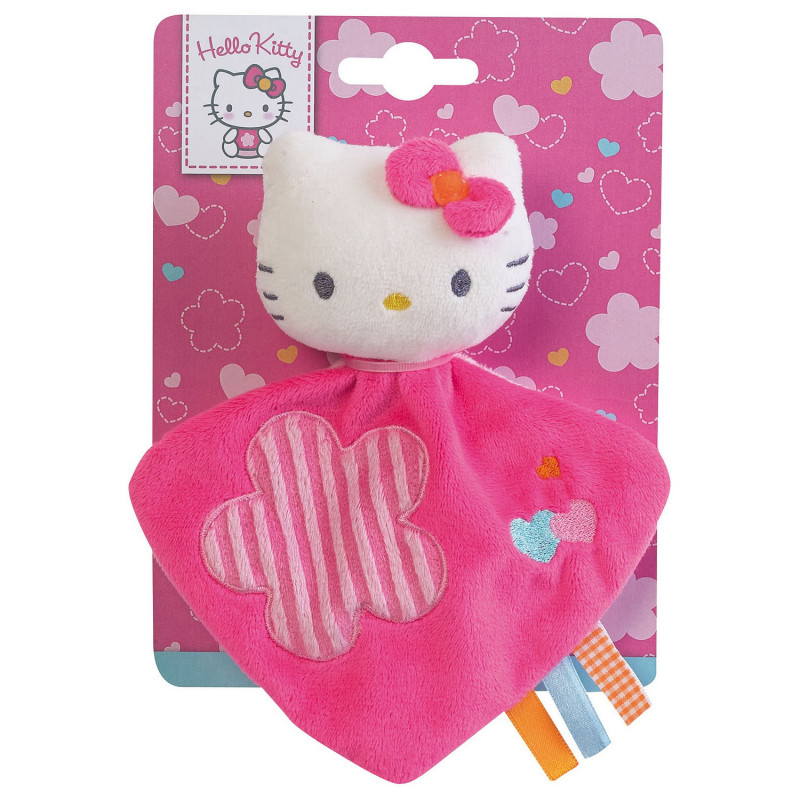 Hello Kitty - Peluche Hello Kitty Bleue avec Jupe Multicolore - 14cm -  Qualité Super Soft