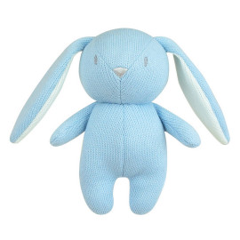 Tricotou peluche lapin bleu et 20 cm avec hochet