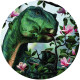 Photo murale ronde auto-adhésive Iguanodon Dinosaures qui mange des fleurs diam. 125 cm