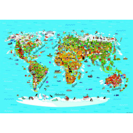 Photo Murale Carte du monde illustrée 360x254 cm 4 lés