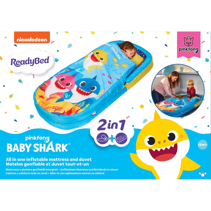Lit gonflable d'appoint pour enfants avec sac de couchage intégré Baby  Shark 130 x 61