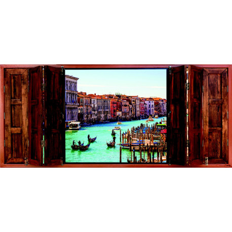 Poster Thème Window Venice - 202 x 90 cm